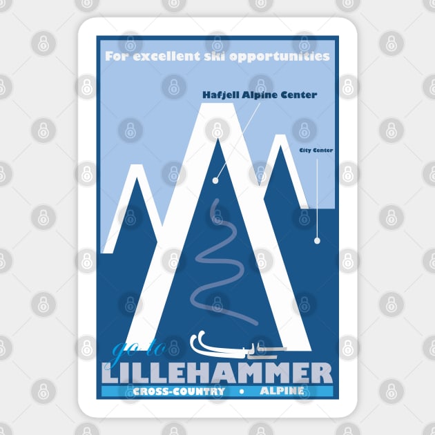 Lillehammer,Norway, Ski Travel Poster Sticker by BokeeLee